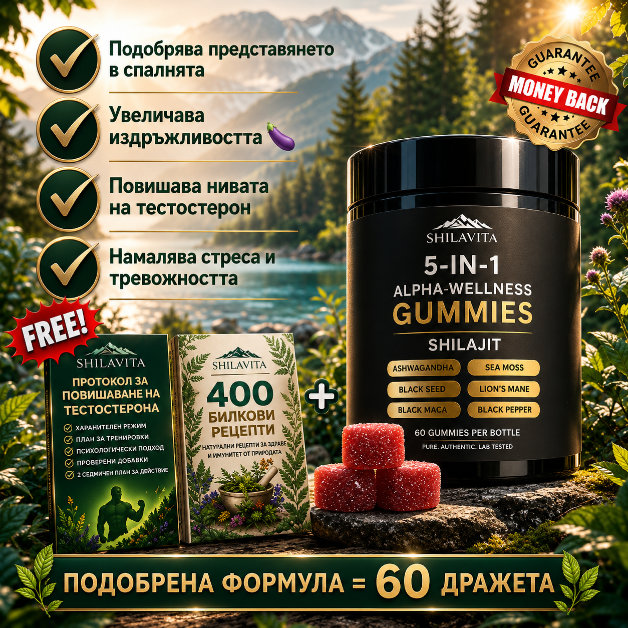 SHILAJIT 5-in-1 Най-мощната формула за енергия, фокус и мъжка сила